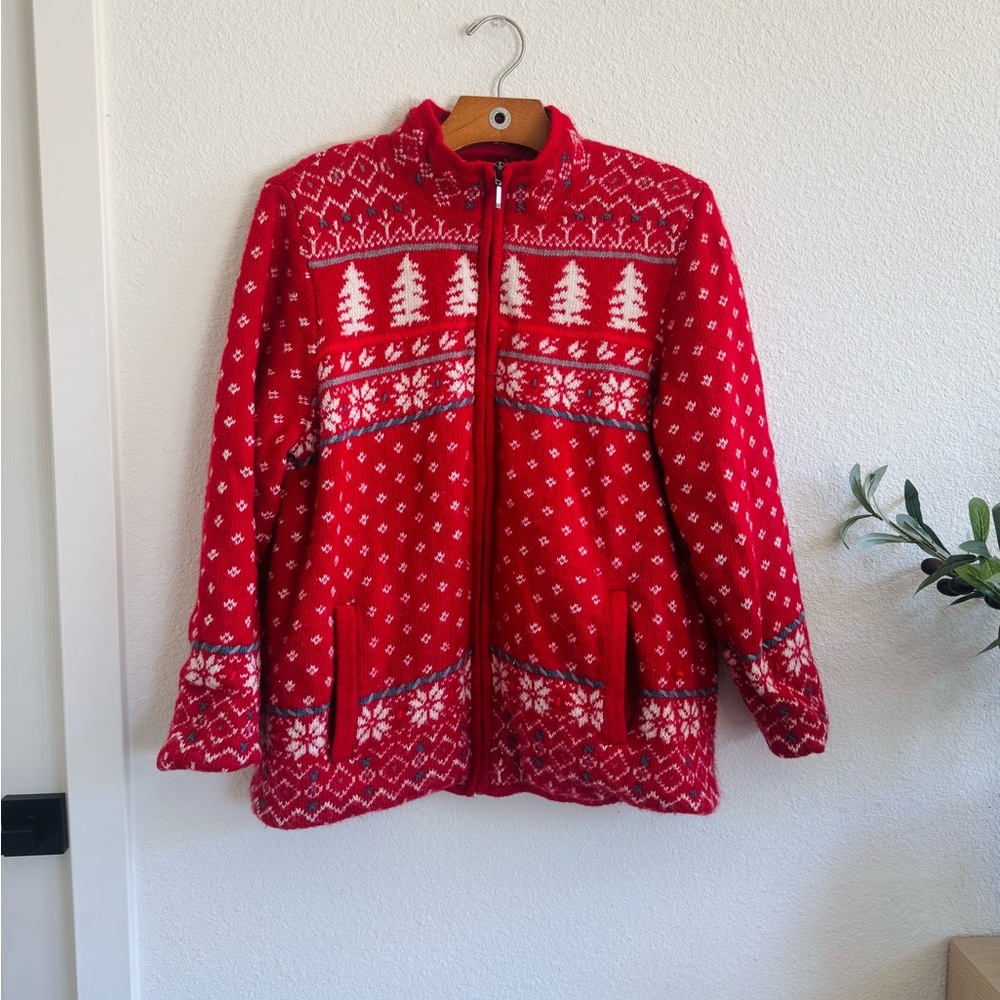 Coldwater Creek Vibrant Red Zip-Up Sweater